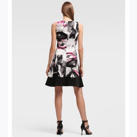 DKNY Purple Confetti Dots Scuba Crepe Fit & Flare Dress sz 12 NEW Women's - Picture 5 of 9